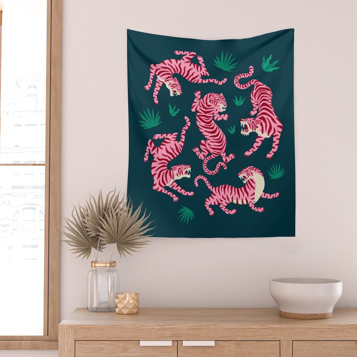 Night Race: Pink Tiger Edition Wall Tapestry Gallery Image 2