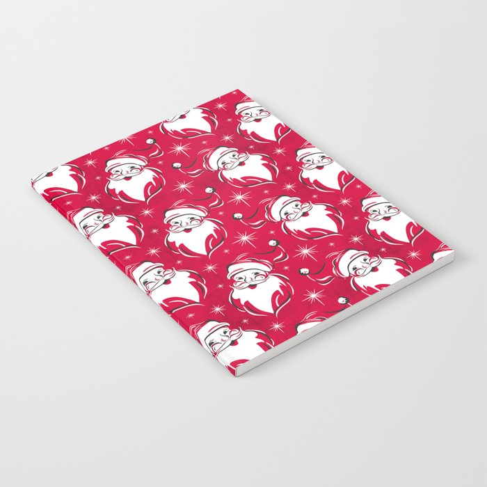 'Tis The Season Retro Santa Red White Pattern Notebook Gallery Image 2