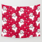 'Tis The Season Retro Santa Red White Pattern Wall Tapestry Gallery Image 4