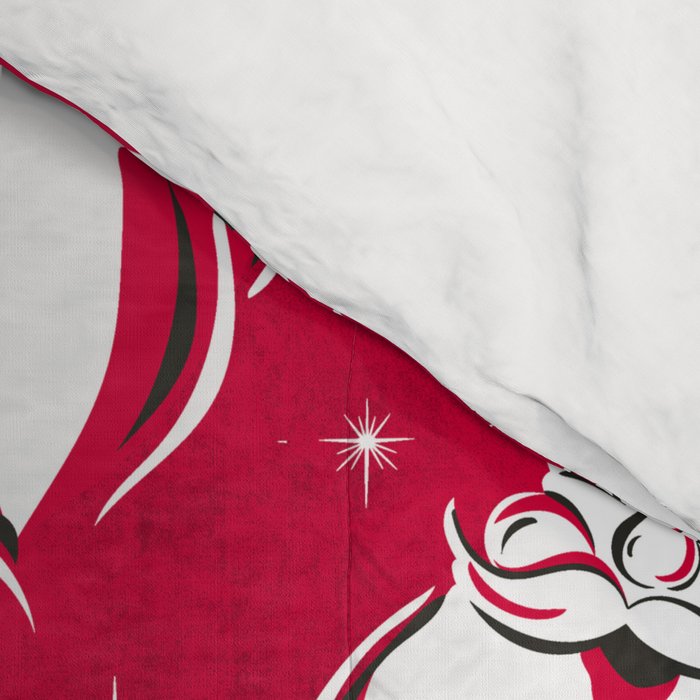 'Tis The Season Retro Santa Red White Pattern Comforter Gallery Image 4
