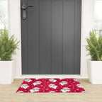 'Tis The Season Retro Santa Red White Pattern Welcome Mat Gallery Image 3