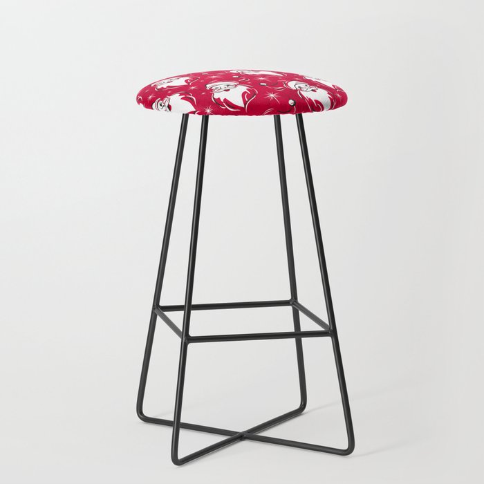 'Tis The Season Retro Santa Red White Pattern Stool Gallery Image 1