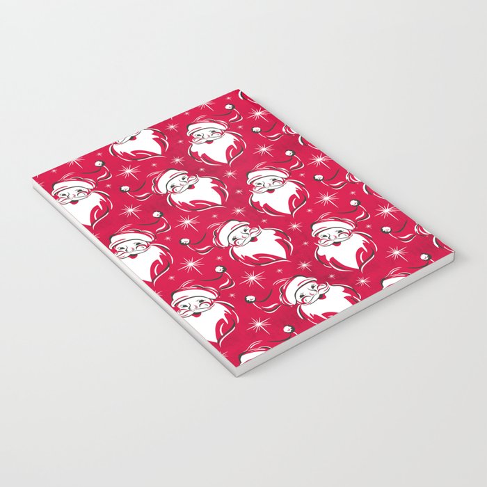 'Tis The Season Retro Santa Red White Pattern Notebook Gallery Image 3