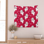 'Tis The Season Retro Santa Red White Pattern Wall Tapestry Gallery Image 2