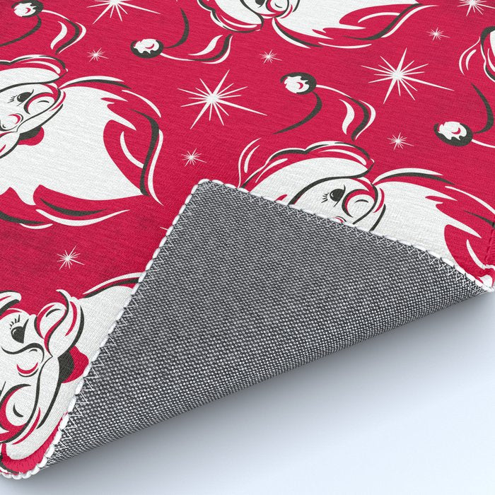 'Tis The Season Retro Santa Red White Pattern Rug Gallery Image 4