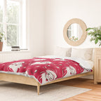 'Tis The Season Retro Santa Red White Pattern Duvet Cover Gallery Image 2