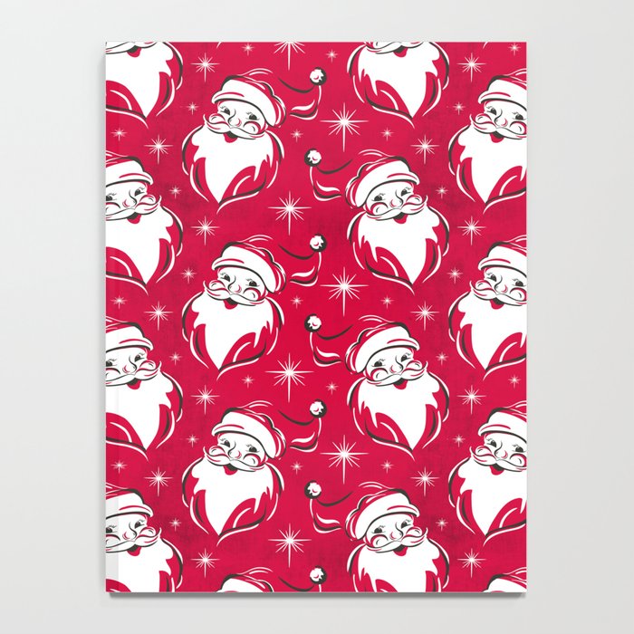 'Tis The Season Retro Santa Red White Pattern Notebook Gallery Image 4