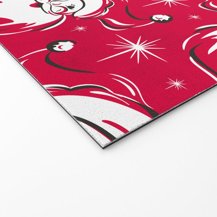 'Tis The Season Retro Santa Red White Pattern Welcome Mat Gallery Image 2