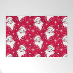 'Tis The Season Retro Santa Red White Pattern Welcome Mat Gallery Image 1