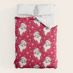 'Tis The Season Retro Santa Red White Pattern Duvet Cover Gallery Image 6
