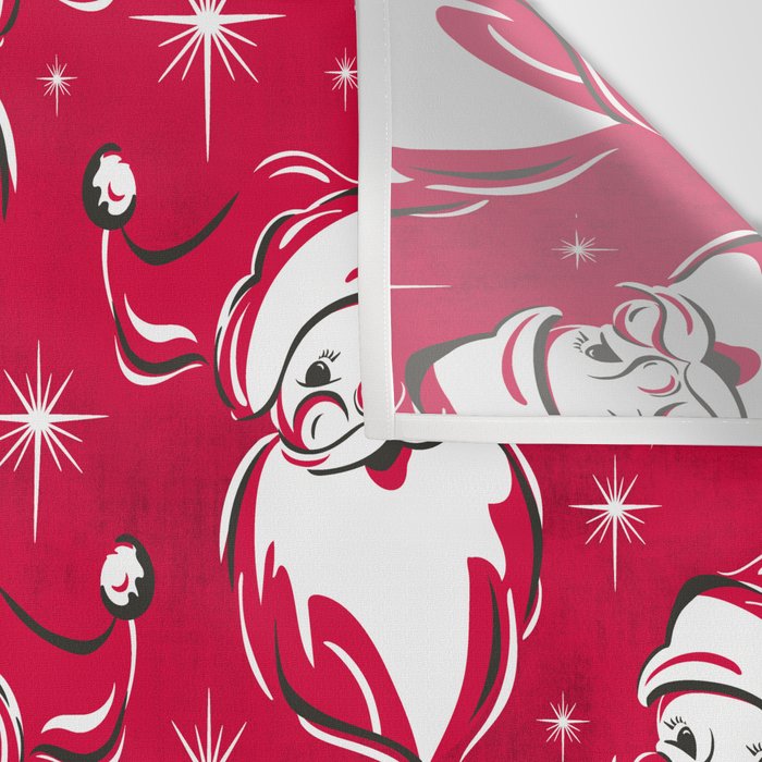 'Tis The Season Retro Santa Red White Pattern Wall Tapestry Gallery Image 3