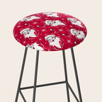 'Tis The Season Retro Santa Red White Pattern Stool Gallery Image 2