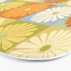 Retro Flowers Check Pattern XXVIII Bath Mat Gallery Image 3