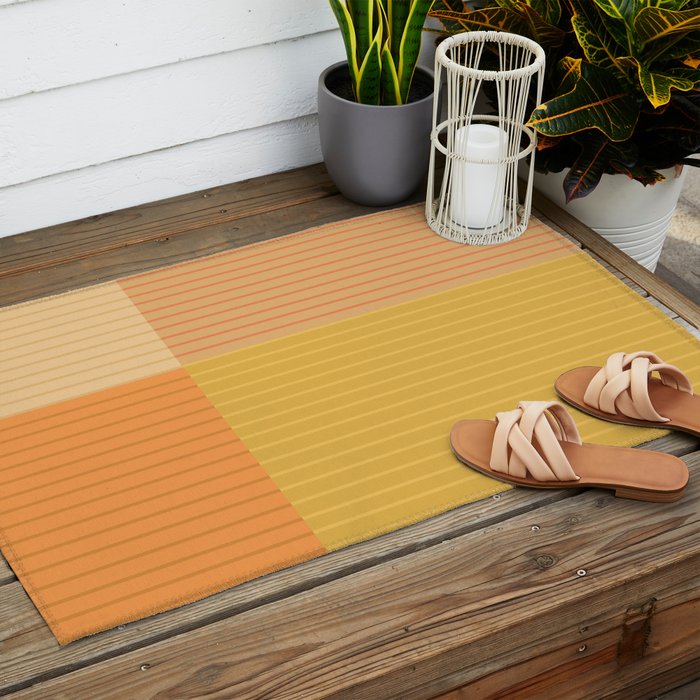 Color Block Line Abstract IV Boho Western Outdoor Rug Gallery Image 2