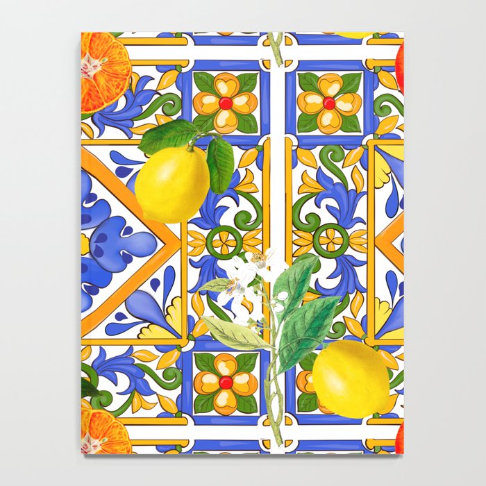 Summer ,Sicilian tiles ,citrus,oranges,majolica,lemons ,Mediterranean  Notebook Gallery Image 4