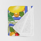 Summer ,Sicilian tiles ,citrus,oranges,majolica,lemons ,Mediterranean  Throw Blanket Gallery Image 3