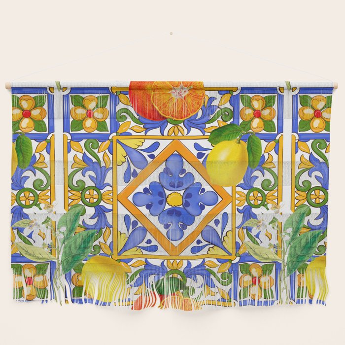 Summer ,Sicilian tiles ,citrus,oranges,majolica,lemons ,Mediterranean  Wall Hanging Gallery Image 1