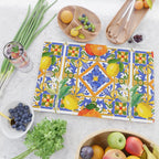 Summer ,Sicilian tiles ,citrus,oranges,majolica,lemons ,Mediterranean  Cutting Board Gallery Image 2