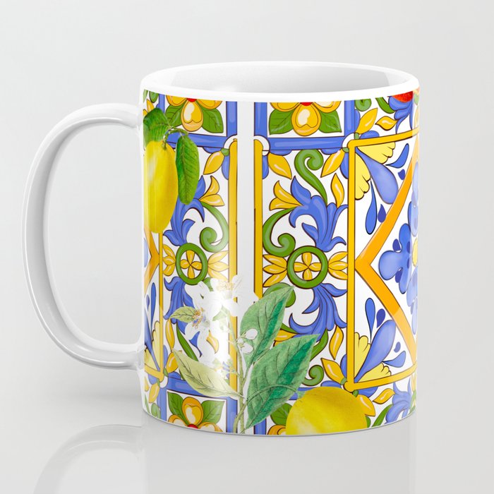 Summer ,Sicilian tiles ,citrus,oranges,majolica,lemons ,Mediterranean  Coffee Mug Gallery Image 3