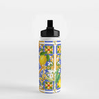 Summer ,Sicilian tiles ,citrus,oranges,majolica,lemons ,Mediterranean  Water Bottle Gallery Image 2