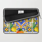 Summer ,Sicilian tiles ,citrus,oranges,majolica,lemons ,Mediterranean  Laptop Sleeve Gallery Image 2
