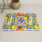 Summer ,Sicilian tiles ,citrus,oranges,majolica,lemons ,Mediterranean  Rug Gallery Image 1