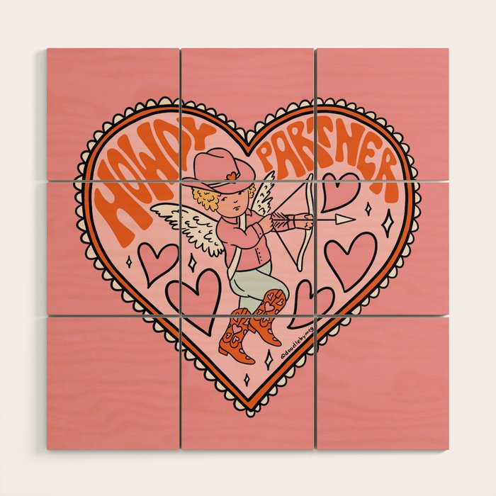 Howdy Partner Cupid Wood Wall Art Gallery Image 1