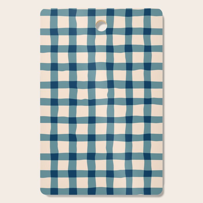 Organic Gingham Blue Cutting Board Gallery Image 1