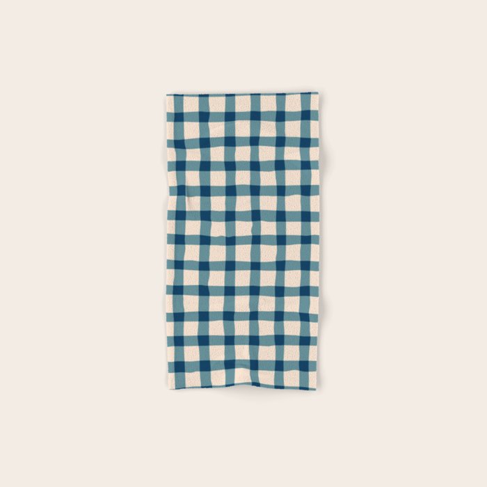Organic Gingham Blue Bath Towel Gallery Image 1