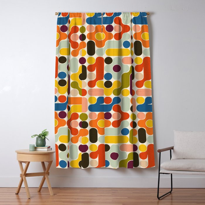 Mid Century Vivid Abstract Window Curtain Gallery Image 5