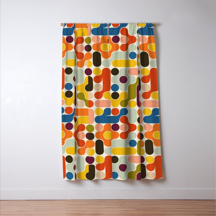 Mid Century Vivid Abstract Window Curtain Gallery Image 3
