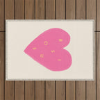 Heart Bisous - Pink Love French Typography Outdoor Rug Gallery Image 1
