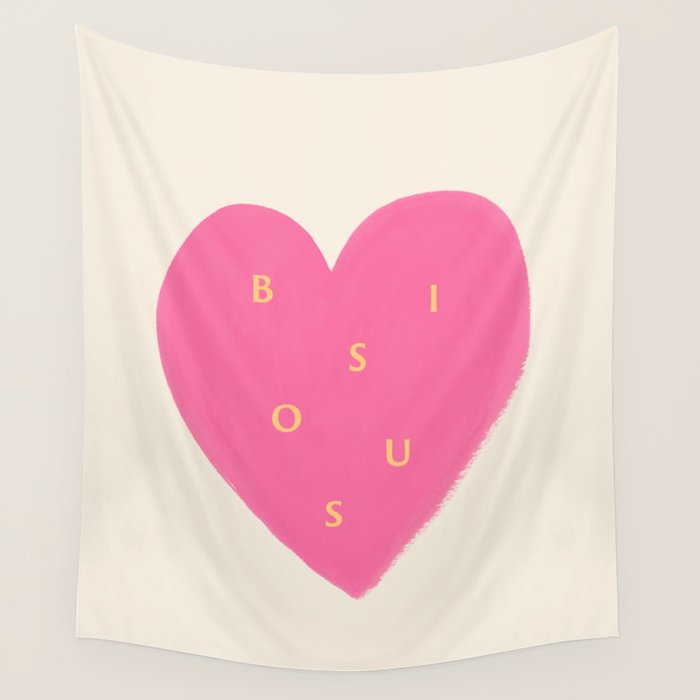 Heart Bisous - Pink Love French Typography Wall Tapestry Gallery Image 4