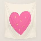 Heart Bisous - Pink Love French Typography Wall Tapestry Gallery Image 4