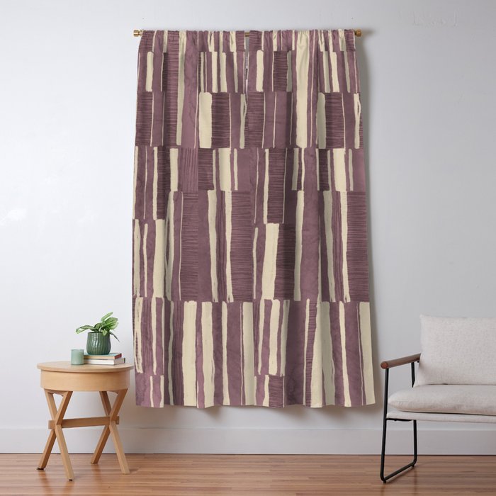 Scratchy Blocks - Dusty Mauve Window Curtain Gallery Image 1