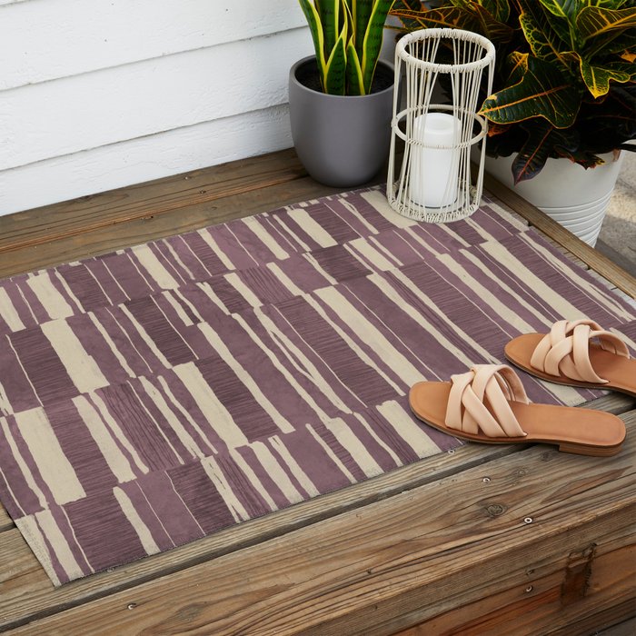 Scratchy Blocks - Dusty Mauve Outdoor Rug Gallery Image 2