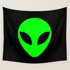 Black and Green Alien Head Shape Wall Tapestry Gallery Image 4