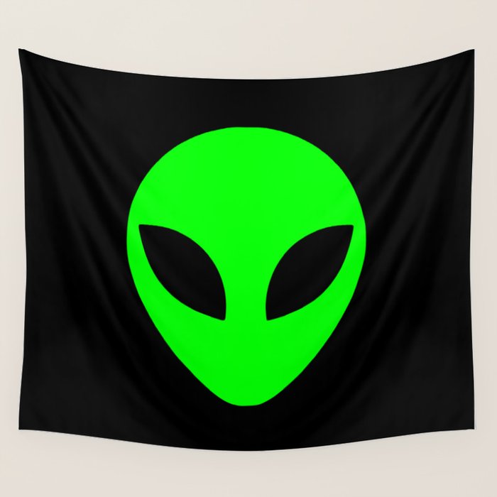 Black and Green Alien Head Shape Wall Tapestry Gallery Image 4
