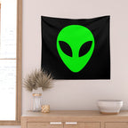 Black and Green Alien Head Shape Wall Tapestry Gallery Image 2
