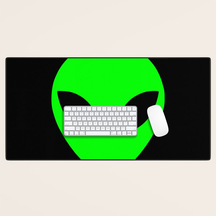 Black and Green Alien Head Shape Desk Mat Gallery Image 1