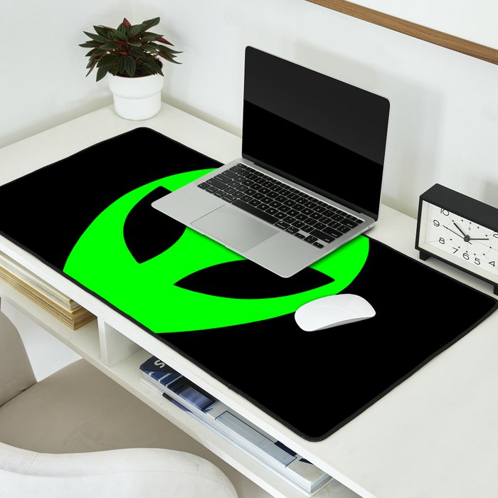 Black and Green Alien Head Shape Desk Mat Gallery Image 2