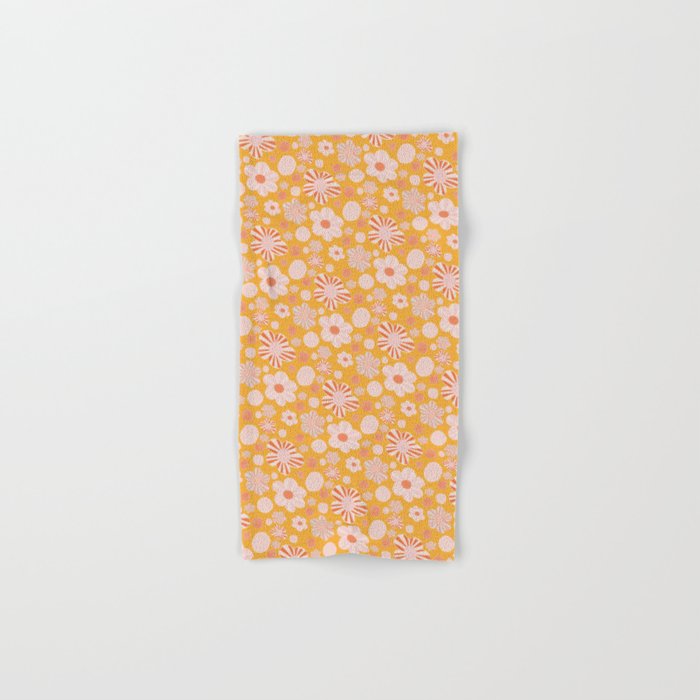 Pop Art Stripe Flowers in Retro Tangerine Bath Towel Gallery Image 1