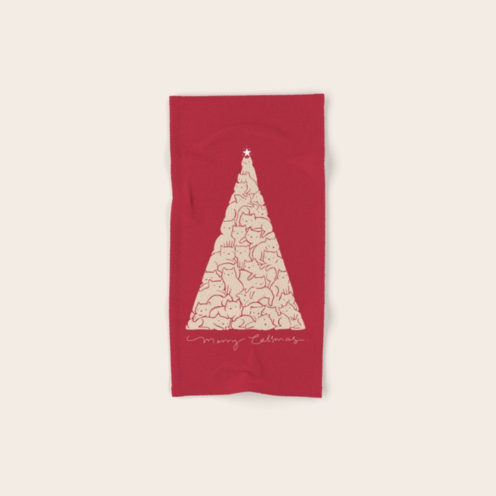 Cat Landscape 169: Merry Catsmas Bath Towel Gallery Image 1