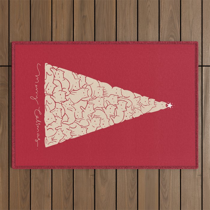 Cat Landscape 169: Merry Catsmas Outdoor Rug Gallery Image 1
