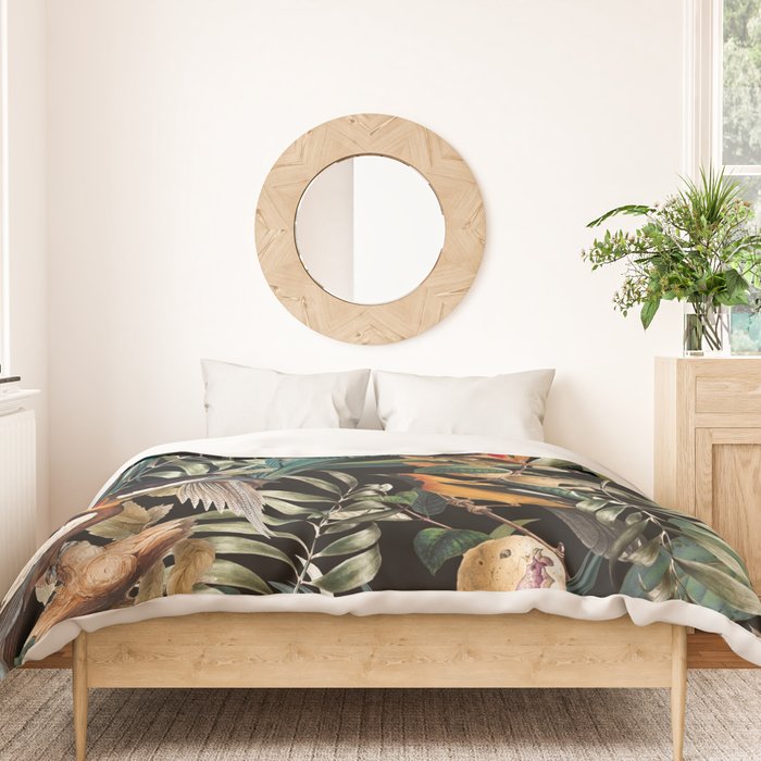 Floral and Birds Vintage Garden Night Duvet Cover Gallery Image 3