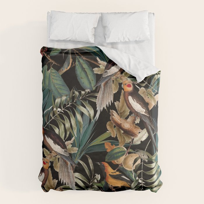 Floral and Birds Vintage Garden Night Duvet Cover Gallery Image 6