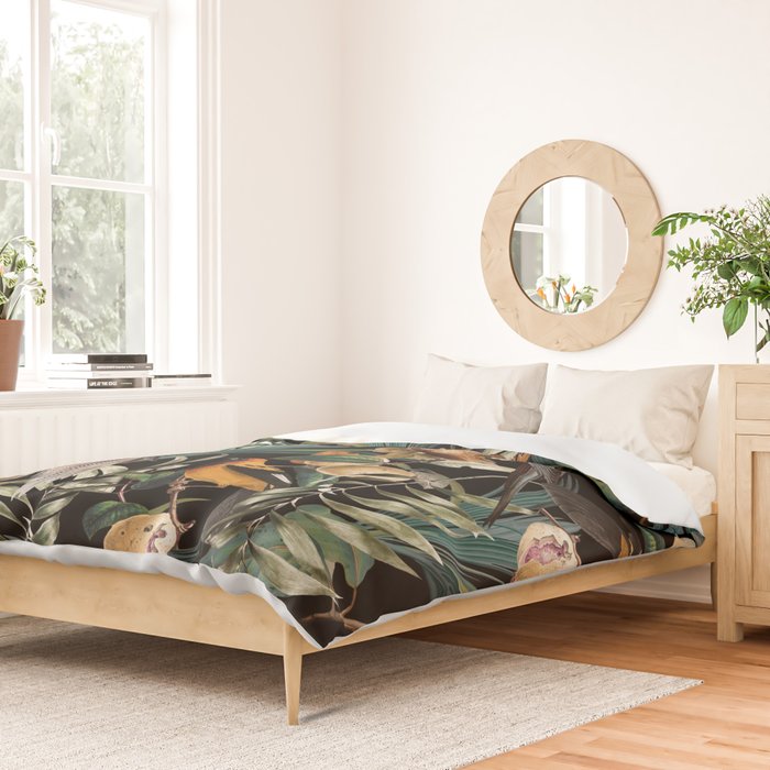 Floral and Birds Vintage Garden Night Duvet Cover Gallery Image 2