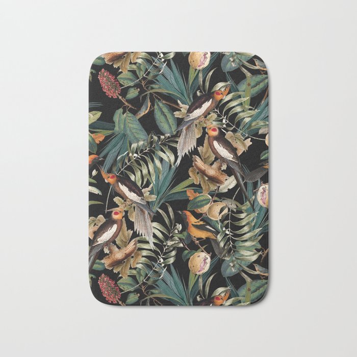 Floral and Birds Vintage Garden Night Bath Mat Gallery Image 1