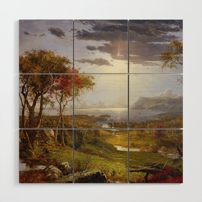 Autumn & Rays of Sun in the Hudson River Valley by Jasper Francis Cropsey Wood Wall Art Gallery Image 1