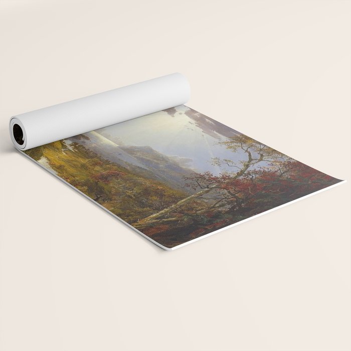 Autumn & Rays of Sun in the Hudson River Valley by Jasper Francis Cropsey Yoga Mat Gallery Image 2